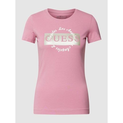 T-shirt z nadrukiem z logo model ‘ROUND LOGO TEE’ Guess XS okazja Peek&Cloppenburg 