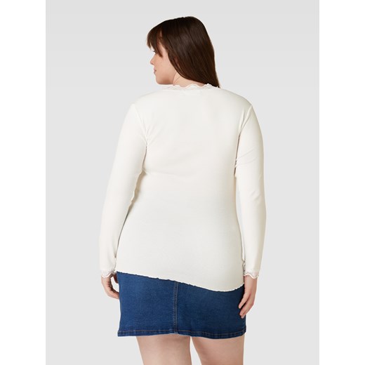 Bluzka PLUS SIZE z długim rękawem i prążkowaną fakturą model ‘Zamond’ Fransa Plus 54-56 promocyjna cena Peek&Cloppenburg