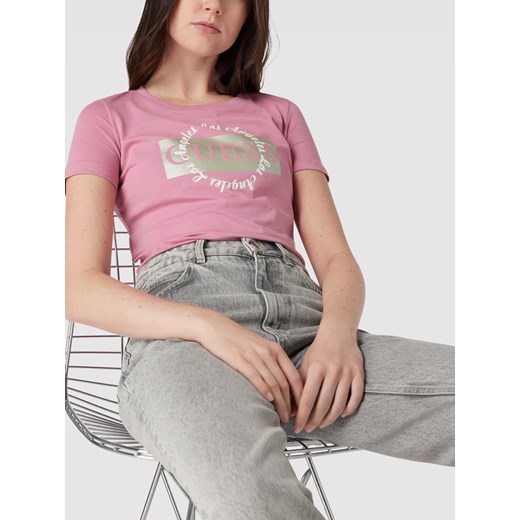 T-shirt z nadrukiem z logo model ‘ROUND LOGO TEE’ Guess XL Peek&Cloppenburg  promocja