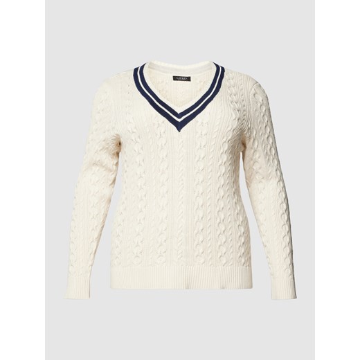 Sweter z dzianiny PLUS SIZE z fakturowanym wzorem model ‘MEREN’ XXL okazja Peek&Cloppenburg
