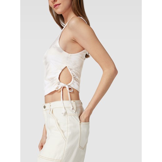 Bluzka damska Calvin Klein z okrągłym dekoltem biała z bawełny casual 