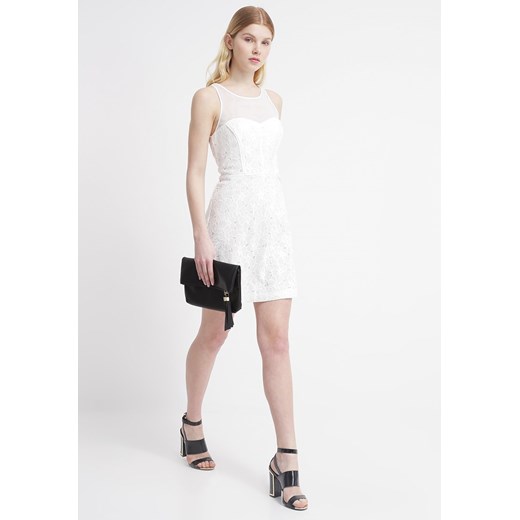 René Derhy PLATINE Sukienka koktajlowa blanc zalando  bez wzorów/nadruków