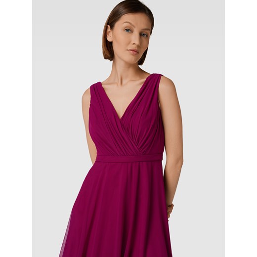 Sukienka Troyden Collection różowa na sylwestra bez rękawów mini kopertowa na wiosnę 
