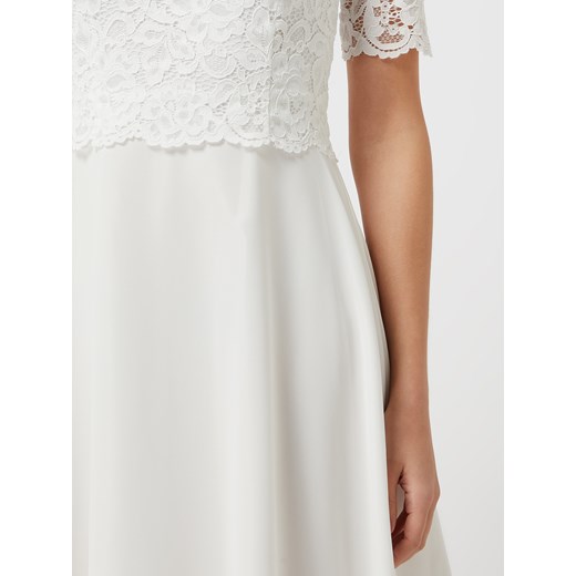 Biała sukienka Vera Mont mini rozkloszowana elegancka z krótkim rękawem 
