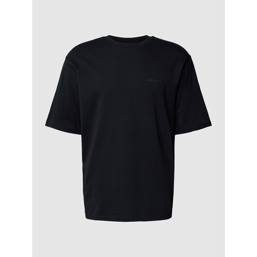 T-shirt męski Review z krótkimi rękawami czarny casualowy 