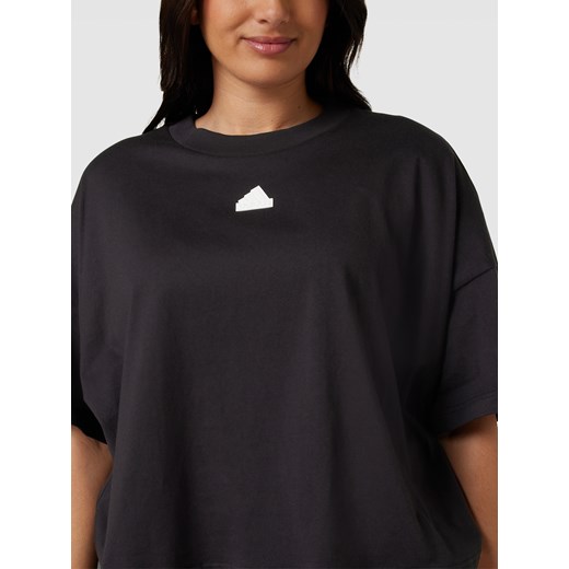 Bluzka damska Adidas Sportswear Plus czarna z okrągłym dekoltem bawełniana z krótkim rękawem 