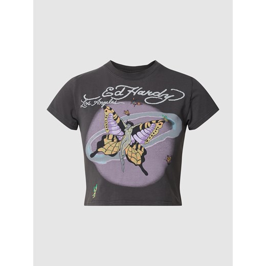 T-shirt krótki z okrągłym dekoltem model ‘MOTHERFLY’ Ed Hardy L promocyjna cena Peek&Cloppenburg 