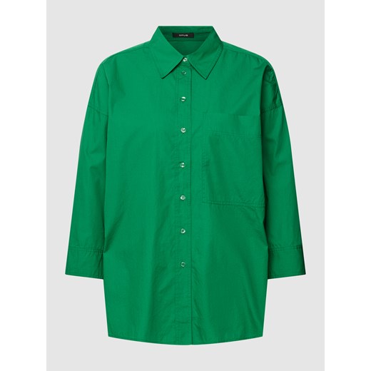 Koszula damska zielona Opus z bawełny z kołnierzykiem na jesień 