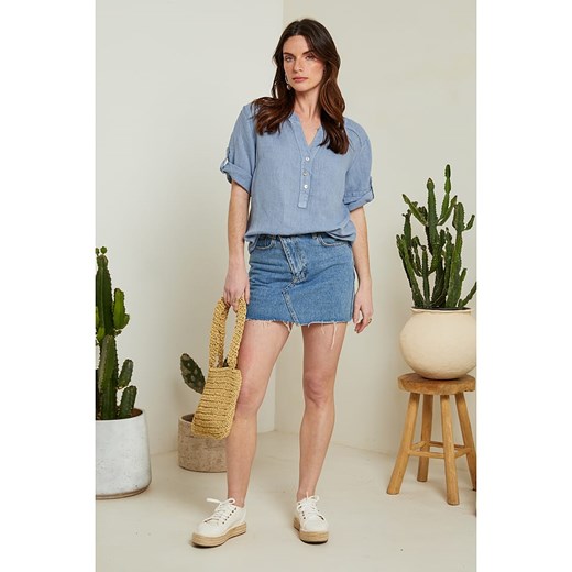 Le Monde du Lin Lniana bluzka w kolorze niebieskim Le Monde Du Lin 40/42 Limango Polska okazja