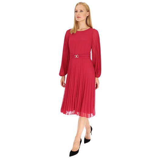 Sukienka czerwona Potis & Verso z okrągłym dekoltem mini elegancka