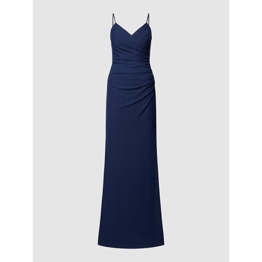 Sukienka Troyden Collection granatowa na ramiączkach elegancka w serek