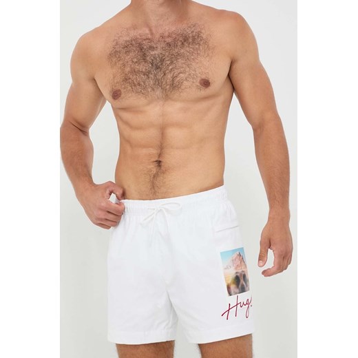 HUGO szorty kąpielowe kolor biały XL ANSWEAR.com