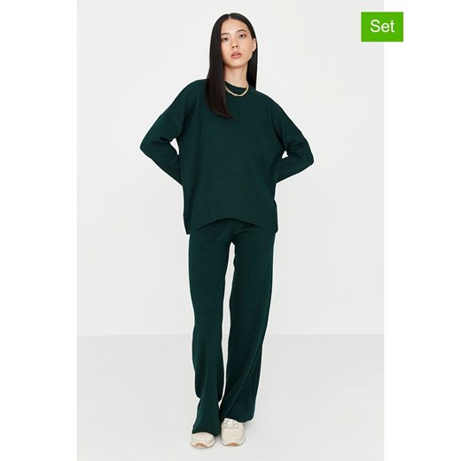 trendyol 2-częściowy zestaw w kolorze butelkowej zieleni - sweter, spodnie Trendyol L okazja Limango Polska