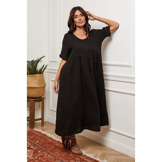 La Compagnie Du Lin Lniana sukienka w kolorze czarnym La Compagnie Du Lin XXL okazja Limango Polska