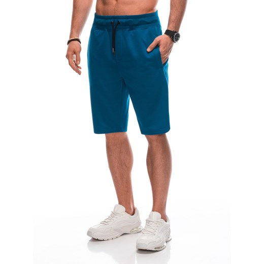 Krótkie spodenki męskie dresowe EM-SRBS-0101 V-1 - niebieskie ze sklepu Edoti w kategorii Spodenki męskie - zdjęcie 160889071