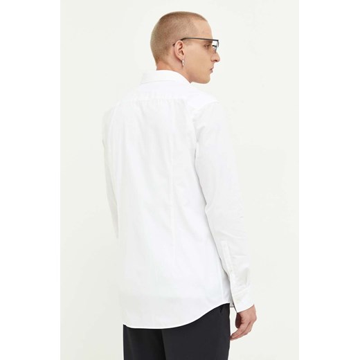 Hugo Boss koszula męska bawełniana z długim rękawem biała wiosenna 