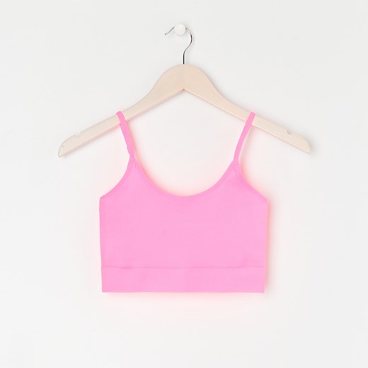 Sinsay - Crop top GYM HARD - Różowy Sinsay XXS wyprzedaż Sinsay