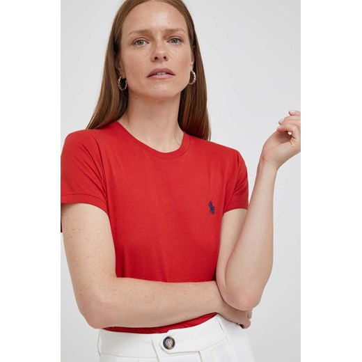 Bluzka damska Polo Ralph Lauren casual czerwona z krótkimi rękawami 