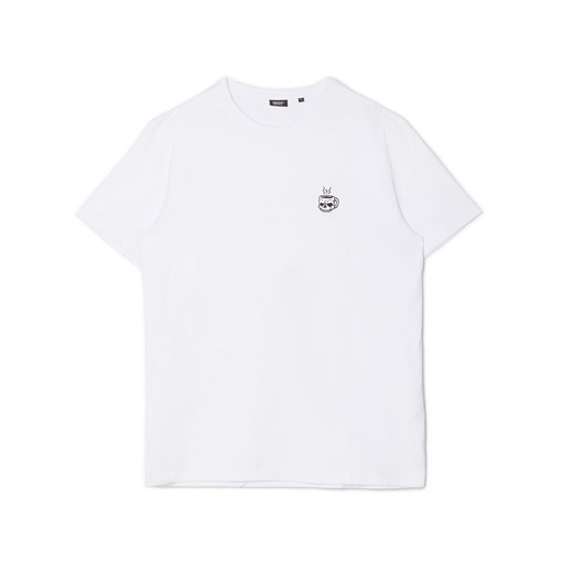 Cropp - Biały T-shirt z haftem - Biały Cropp XXL Cropp