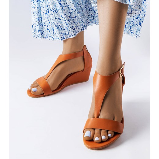 Brązowe sandały na koturnie Durepos ze sklepu gemre w kategorii Sandały damskie - zdjęcie 160947802