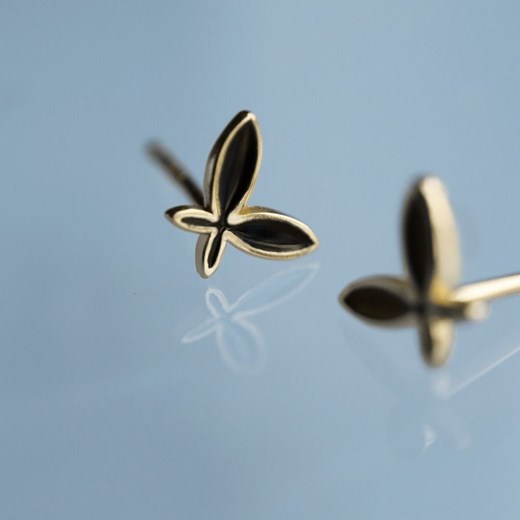 Kolczyki srebrne pozłacane Motyle emalia 0,7 cm SADVA
