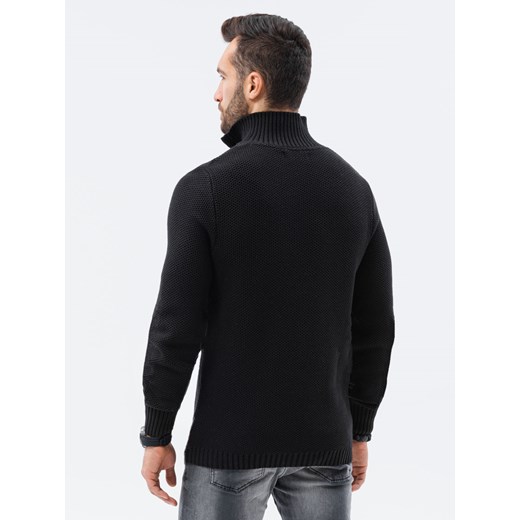 Sweter męski ze stójką na suwak - czarny V3 E194 M promocja ombre