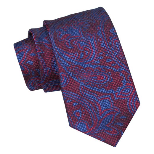Krawat Męski, Klasyczny - ALTIES - Czerwony z Niebieskim KRALTS0952 ze sklepu JegoSzafa.pl w kategorii Krawaty - zdjęcie 160962482
