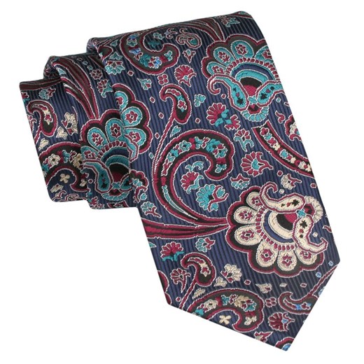 Krawat Męski, Klasyczny - ALTIES - Kolorowy, Wzór Orientalny KRALTS0965 ze sklepu JegoSzafa.pl w kategorii Krawaty - zdjęcie 160962504