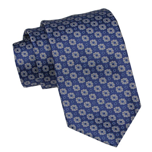 Krawat Męski, Klasyczny - ALTIES - Niebieski, Kwiatowe Grochy KRALTS0975 ze sklepu JegoSzafa.pl w kategorii Krawaty - zdjęcie 160962510