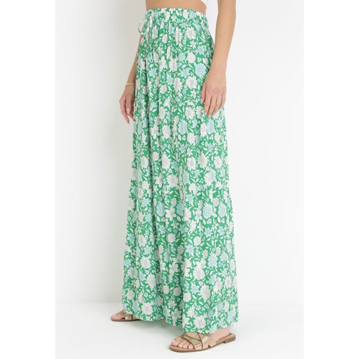 Zielona Spódnica Maxi Bawełniana w Kwiaty Shimine ze sklepu Born2be Odzież w kategorii Spódnice - zdjęcie 160965450