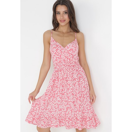 Różowa Bawełniana Sukienka na Ramiączkach Niaia ze sklepu Born2be Odzież w kategorii Sukienki - zdjęcie 160970601