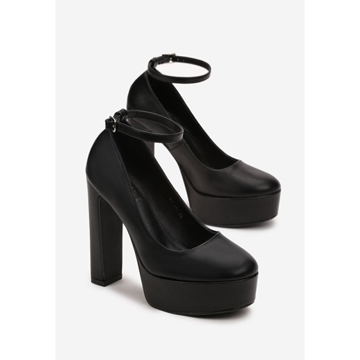 Czółenka Born2be letnie czarne z klamrą 