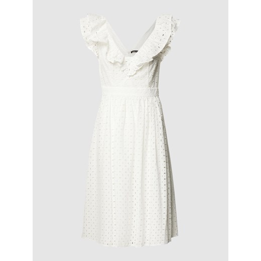 Sukienka Swing biała bez rękawów bawełniana midi elegancka 