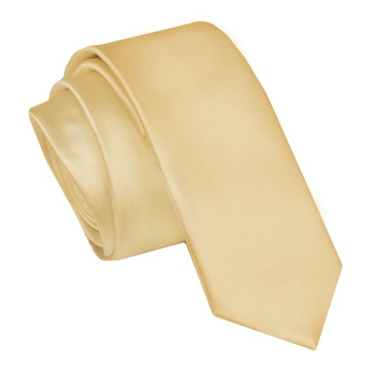 Krawat (Śledź) Męski 5 cm, Żółty, Wąski, Gładki -ALTIES KRALTStani0976 ze sklepu JegoSzafa.pl w kategorii Krawaty - zdjęcie 161004810