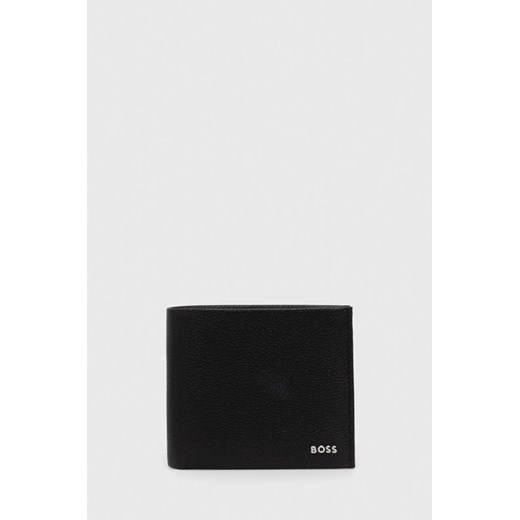 BOSS portfel skórzany męski kolor czarny 50499270 ze sklepu ANSWEAR.com w kategorii Portfele męskie - zdjęcie 161011161
