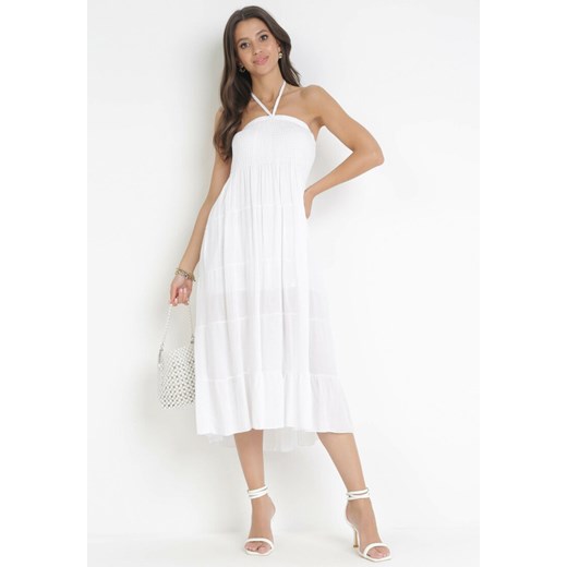 Biała Sukienka z Wiązaniem na Szyi Yerdua XL/XXL okazyjna cena Born2be Odzież