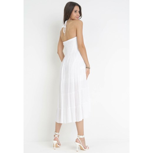 Biała Sukienka z Wiązaniem na Szyi Yerdua XL/XXL okazyjna cena Born2be Odzież