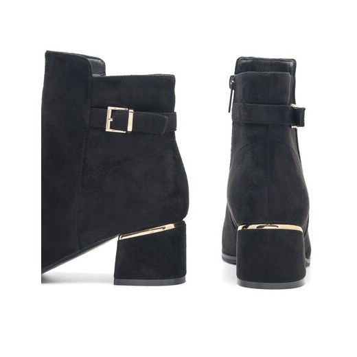 Botki Clara Barson czarne z zamkiem na obcasie eleganckie 