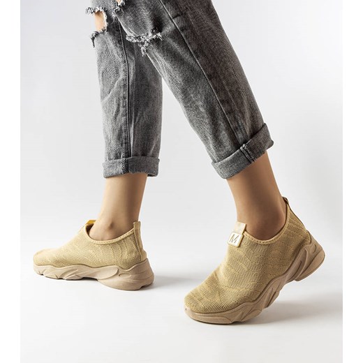 Ciemnobeżowe materiałowe buty sportowe damskie Aaron ze sklepu gemre w kategorii Buty sportowe damskie - zdjęcie 161015032