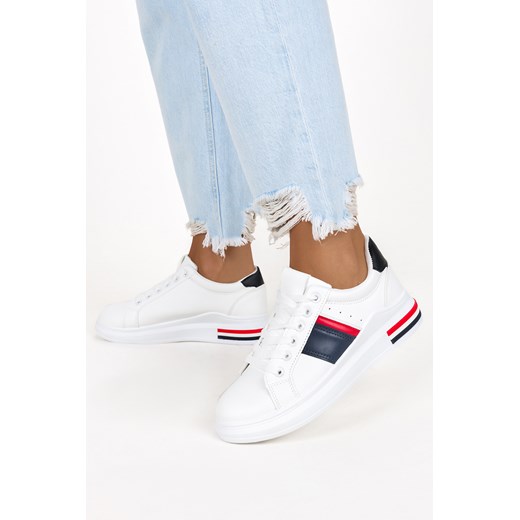 Białe sneakersy na platformie damskie buty sportowe sznurowane Casu J2135-2 Casu 41 okazyjna cena Casu.pl