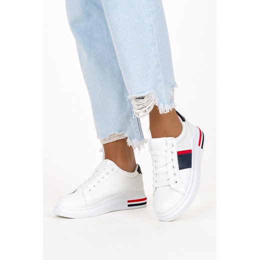 Białe sneakersy na platformie damskie buty sportowe sznurowane Casu J2135-2 Casu 40 Casu.pl wyprzedaż