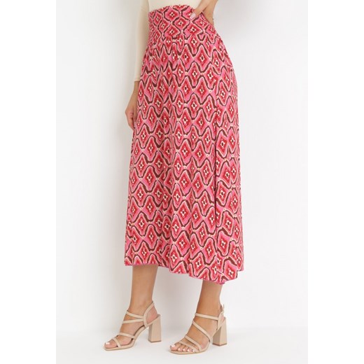 Różowe Szerokie Spodnie z Wysokim Stanem o Długości 7/8 Seraphia ze sklepu Born2be Odzież w kategorii Spodnie damskie - zdjęcie 161040023