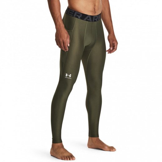 Męskie legginsy treningowe UNDER ARMOUR UA HG Armour Leggings - khaki ze sklepu Sportstylestory.com w kategorii Spodnie męskie - zdjęcie 161043784