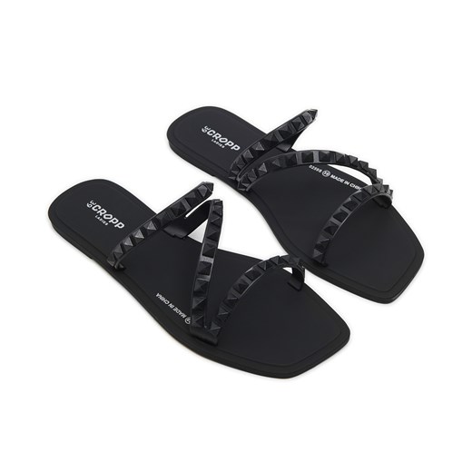 Cropp - Czarne klapki z ćwiekami - Czarny Cropp 39 okazja Cropp