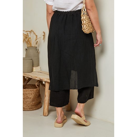 Curvy Lady Lniane spodnie w kolorze czarnym Curvy Lady 44/46 Limango Polska promocja
