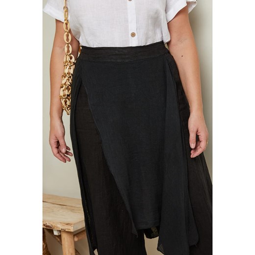 Curvy Lady Lniane spodnie w kolorze czarnym Curvy Lady 44/46 okazyjna cena Limango Polska