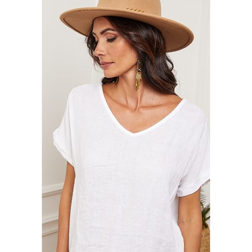 La Compagnie Du Lin Lniana koszulka w kolorze białym La Compagnie Du Lin XXL promocja Limango Polska