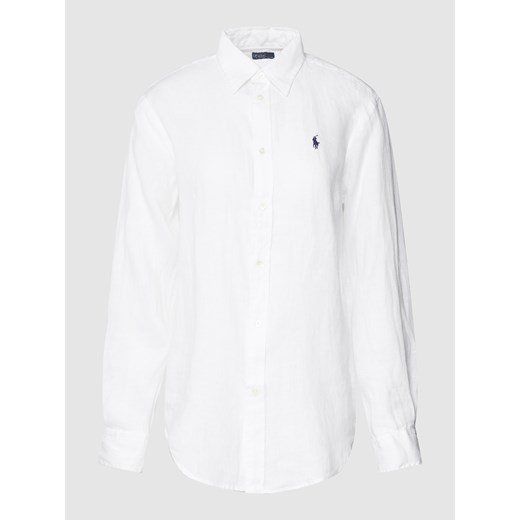 Bluzka z lnu z wyhaftowanym logo Polo Ralph Lauren L promocyjna cena Peek&Cloppenburg 