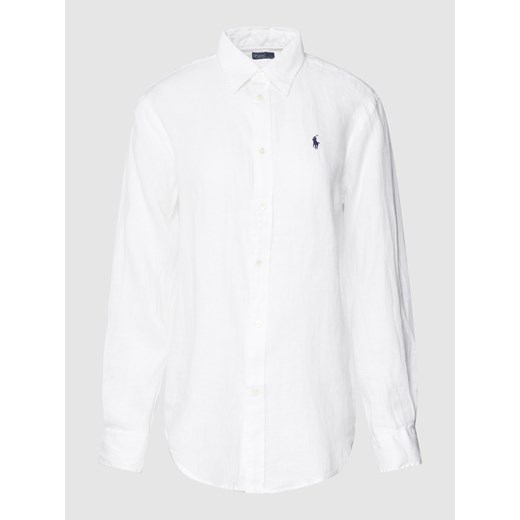 Bluzka z lnu z wyhaftowanym logo Polo Ralph Lauren L promocyjna cena Peek&Cloppenburg