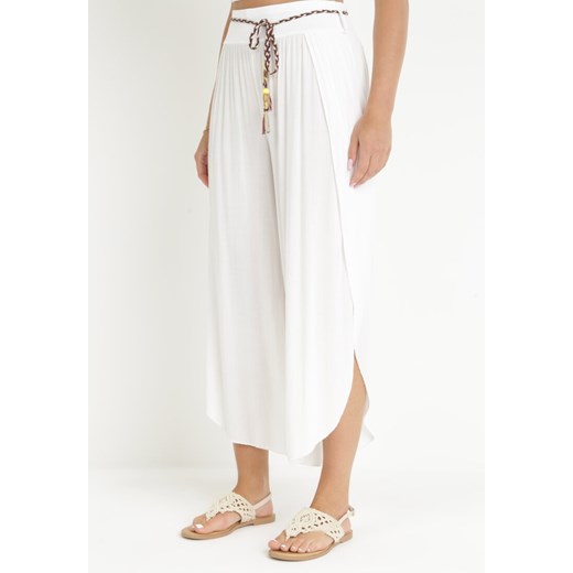 Białe Spodnie dnie Valiea ze sklepu Born2be Odzież w kategorii Spodnie damskie - zdjęcie 161061200